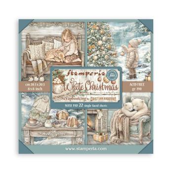 Stamperia - Designpapier "White Christmas by Cristina Radovan" Maxi Paper Pack 8x8 Inch - 22 Bogen