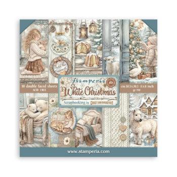 Stamperia - Designpapier "White Christmas by Cristina Radovan" Paper Pack 8x8 Inch - 10 Bogen