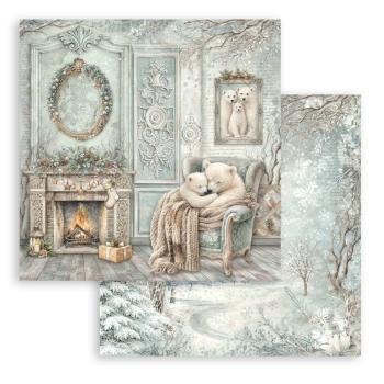 Stamperia - Designpapier "White Christmas by Cristina Radovan" Paper Pack 8x8 Inch - 10 Bogen