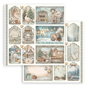 Stamperia - Designpapier "White Christmas by Cristina Radovan" Paper Pack 8x8 Inch - 10 Bogen