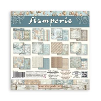 Stamperia - Designpapier "White Christmas Background Selection by Cristina Radovan" Maxi Paper Pack 8x8 Inch - 10 Bogen