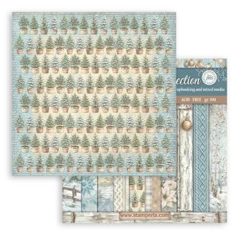 Preview: Stamperia - Designpapier "White Christmas Background Selection by Cristina Radovan" Maxi Paper Pack 8x8 Inch - 10 Bogen