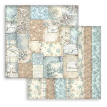 Preview: Stamperia - Designpapier "White Christmas Background Selection by Cristina Radovan" Maxi Paper Pack 8x8 Inch - 10 Bogen