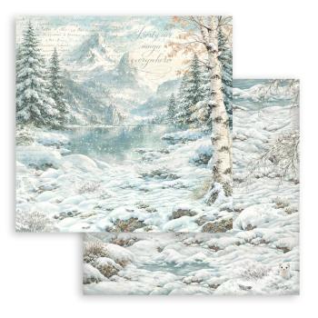 Stamperia - Designpapier "White Christmas Background Selection by Cristina Radovan" Maxi Paper Pack 8x8 Inch - 10 Bogen