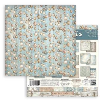 Stamperia - Designpapier "White Christmas Background Selection by Cristina Radovan" Maxi Paper Pack 8x8 Inch - 10 Bogen