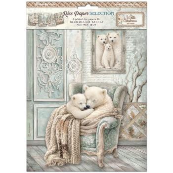 Stamperia - Decopatch Papier "White Christmas Selection by Cristina Radovan" Decoupage A4 - 6 Bogen  