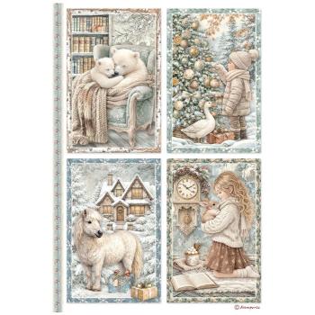 Stamperia - Decopatch Papier "White Christmas Selection by Cristina Radovan" Decoupage A4 - 6 Bogen  