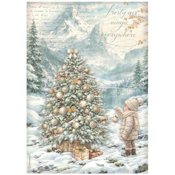 Stamperia - Decopatch Papier "White Christmas Tree by the Lake by Cristina Radovan" Decoupage A4 - 6 Bogen  
