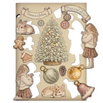 Preview: Stamperia - Holzteile A5 "White Christmas Colored Wooden Shapes by Cristina Radovan" Wooden Shapes