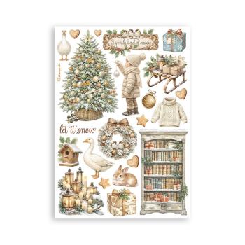 Preview: Stamperia - Washi Papier "White Christmas by Cristina Radovan" Washi Pad 14,8x21cm - 8 Bogen