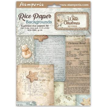 Stamperia - Decopatch Papier "White Christmas Backgrounds Selection by Cristina Radovan" Decoupage A6 - 8 Bogen  