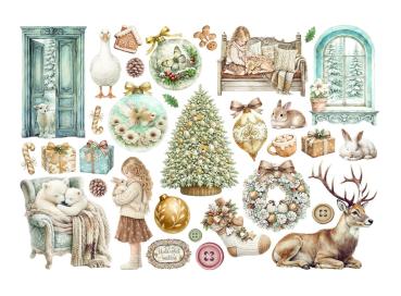 Preview: Stamperia - Stanzteile "White Christmas by Cristina Radovan" Die Cuts Ephemera