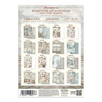 Stamperia - Papier, Aufkleber & Stanzteile "White Christmas by Cristina Radovan" Junk Journal Backgrounds,Stickers,Cut-Outs