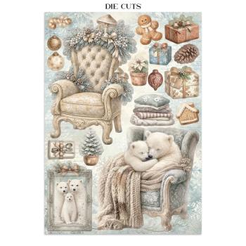 Stamperia - Papier, Aufkleber & Stanzteile "White Christmas by Cristina Radovan" Junk Journal Backgrounds,Stickers,Cut-Outs