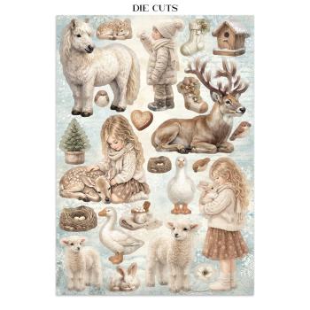 Stamperia - Papier, Aufkleber & Stanzteile "White Christmas by Cristina Radovan" Junk Journal Backgrounds,Stickers,Cut-Outs