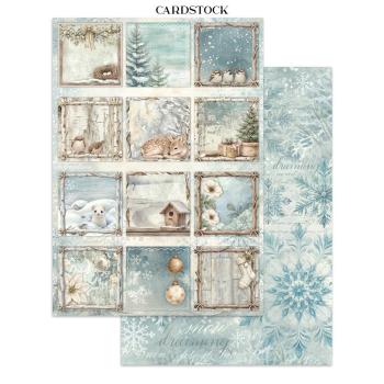 Stamperia - Papier, Aufkleber & Stanzteile "White Christmas by Cristina Radovan" Junk Journal Backgrounds,Stickers,Cut-Outs