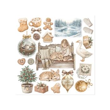 Preview: Stamperia - Transfer Aufkleber "White Christmas by Cristina Radovan" Rub-On Kit