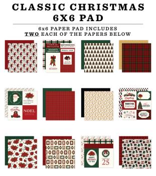 Preview: Carta Bella - Designpapier "Classic Christmas" Paper Pad 6x6 Inch - 24 Bogen