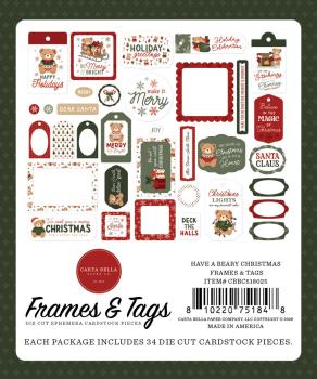 Preview: Carta Bella - Stanzteile & Anhänger "Have A Beary Christmas" Ephemera Frames & Tags