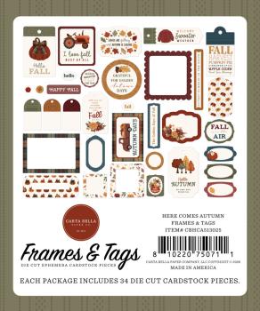 Preview: Carta Bella - Stanzteile & Anhänger "Here Comes Autumn" Ephemera Frames & Tags