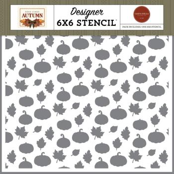Carta Bella - Schablone 6x6 Inch "Harvest Leaves And Pumpkins Please" Stencil