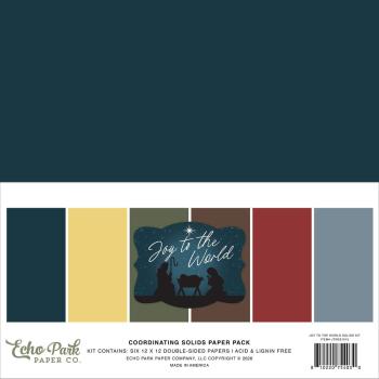 Echo Park - Cardstock "Joy To The World" Coordinating Solids Paper 12x12 Inch - 6 Bogen 