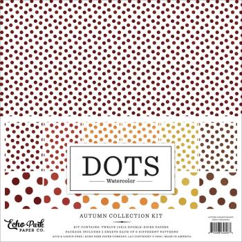 Echo Park - Designpapier "Watercolor Polka Dots Autumn" Collection Kit 12x12 Inch - 12 Bogen