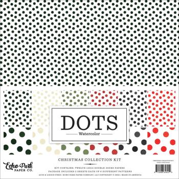 Echo Park - Designpapier "Watercolor Polka Dots Christmas" Collection Kit 12x12 Inch - 12 Bogen