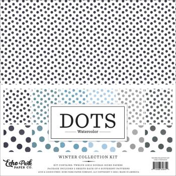 Echo Park - Designpapier "Watercolor Polka Dots Winter" Collection Kit 12x12 Inch - 12 Bogen