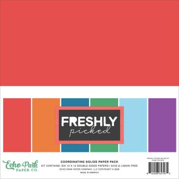 Echo Park - Cardstock "Freshly Picked" Coordinating Solids Paper 12x12 Inch - 6 Bogen 