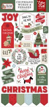 Echo Park - Sticker "Here Comes Santa Paws Word & Phrases" Chipboard 6x13 Inch