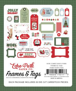 Preview: Echo Park - Stanzteile & Anhänger "Here Comes Santa Paws" Frames & Tags 