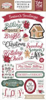 Echo Park - Sticker "Baking Christmas Cheer Word & Phrases" Chipboard 6x13 Inch