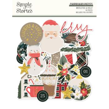 Simple Stories - Chipboard Pieces "Mistletoe & Holly" 