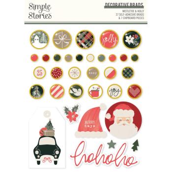 Simple Stories - Decorative Brads "Mistletoe & Holly" 