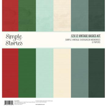 Simple Stories - Basic Kit "Simple Vintage Evergreen Memories" Designpapier 12x12 Inch 6 Bogen