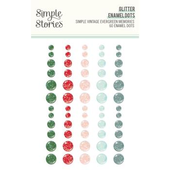 Simple Stories - Enamel Dots "Simple Vintage Evergreen Memories Glitter" 60 Stück 