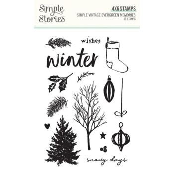 Simple Stories - Stempel "Simple Vintage Evergreen Memories" Clear Stamps 