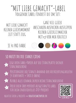 Preview: Kulricke Designpapier - "Mit Liebe gemacht A7" Label Papier A7