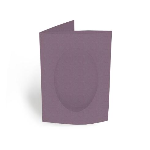 Passepartoutkarte oval 3-Fach DIN A6 in kraft purple