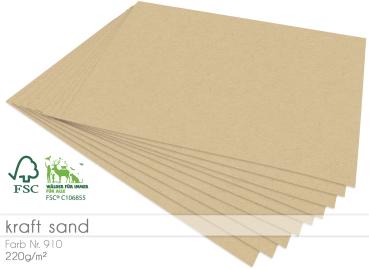 Cardstock "Recycling" - Kraftpapier 220g/m² DIN A4 in kraft sand