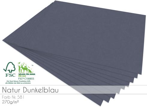 Cardstock "Natur" - Bastelpapier 270g/m² DIN A4 in natur dunkelblau - 25 Bogen