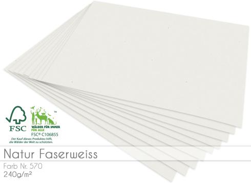 Cardstock "Natur" - Bastelpapier 240g/m² DIN A4 in faserweiss - 25 Bogen