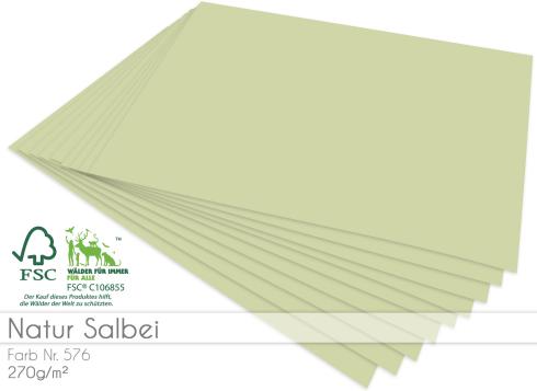 Cardstock "Natur" - Bastelpapier 270g/m² DIN A4 in natur salbei - 25 Bogen