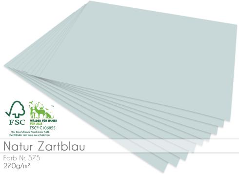 Cardstock "Natur" - Bastelpapier 270g/m² DIN A4 in natur zartblau - 25 Bogen