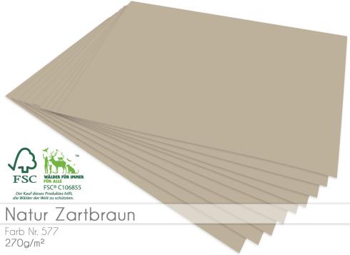 Cardstock "Natur" - Bastelpapier 270g/m² DIN A4 in natur zartbraun - 25 Bogen