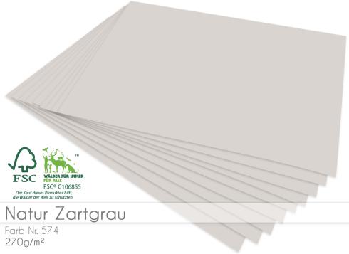 Cardstock "Natur" - Bastelpapier 270g/m² DIN A4 in natur zartgrau - 25 Bogen