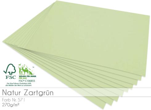Cardstock "Natur" - Bastelpapier 270g/m² DIN A4 in natur zartgrün - 25 Bogen