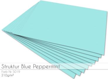 Cardstock - Bastelpapier 210g/m²  DIN A4 in struktur blue-peppermint