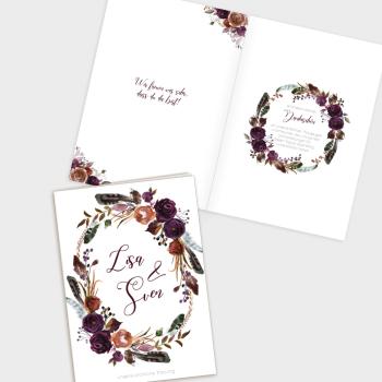 Umschlag Kirchenheft "Boho Violett-Flower" A5